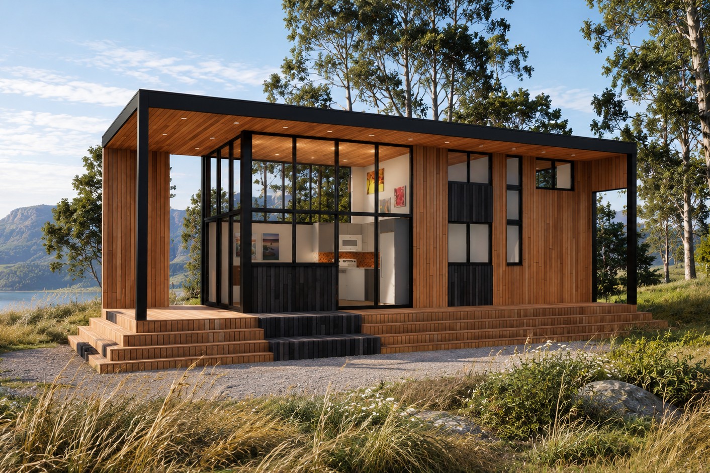 Modern contemporary park model RV by Utopian Villas with clean lines, spacious living, and premium construction.