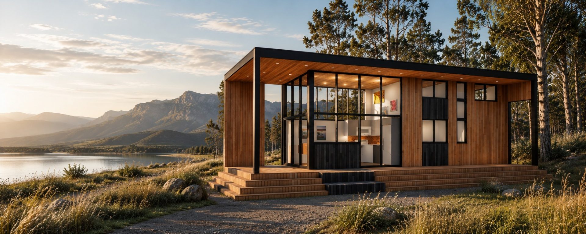 Modern contemporary park model RV by Utopian Villas with clean lines, spacious living, and premium construction.