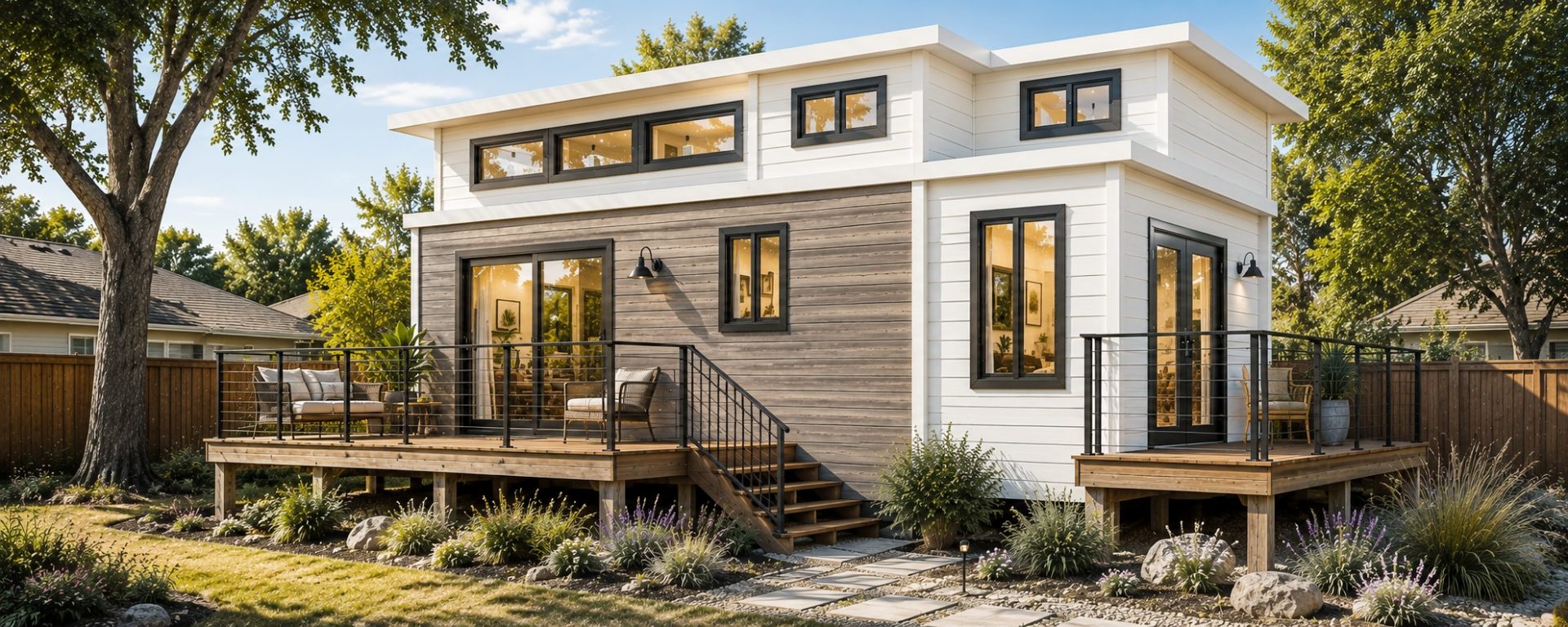 Luxury one bedroom tiny home by Utopian Villas with a king-size bedroom and open living space.