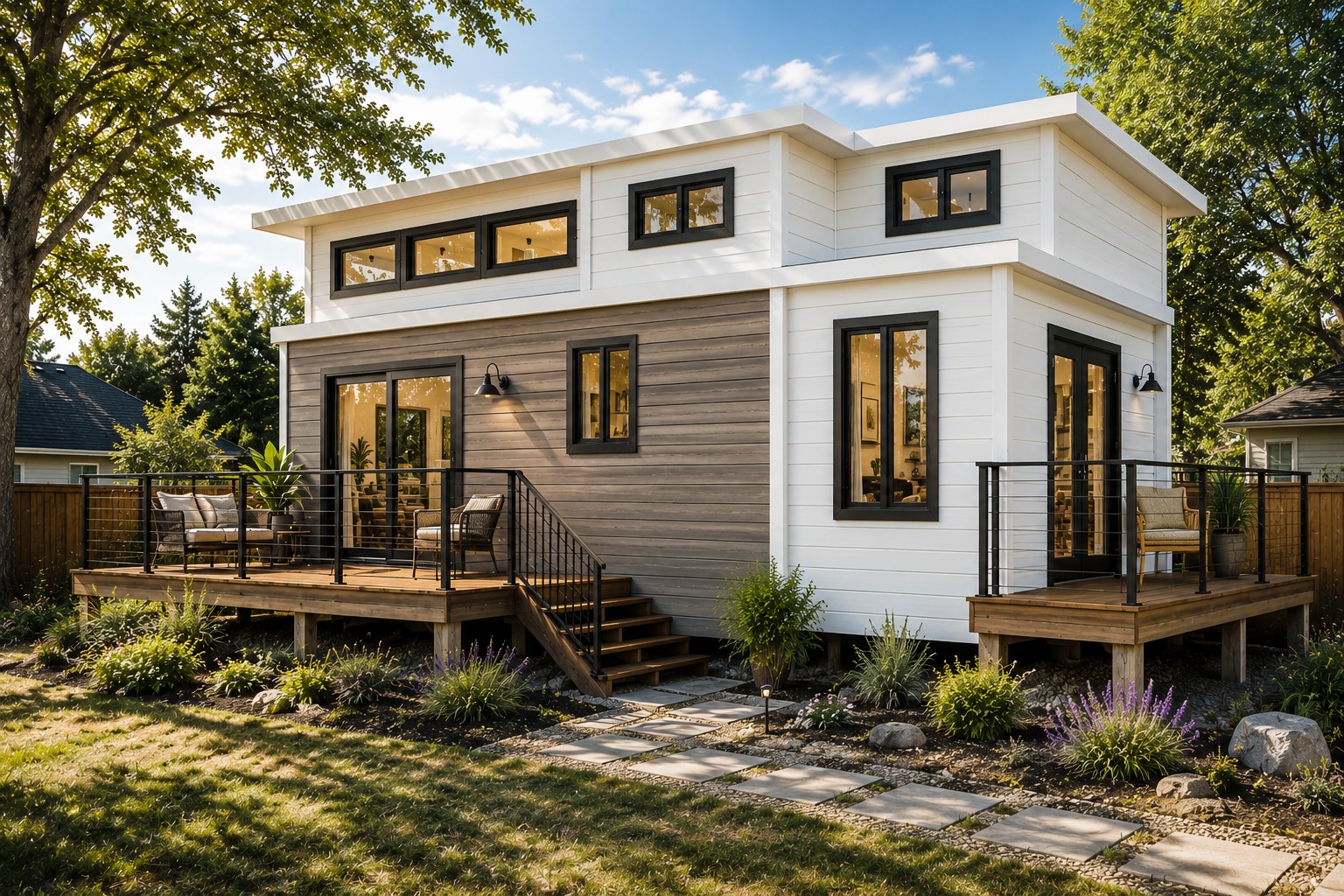Luxury one bedroom tiny home by Utopian Villas with a king-size bedroom and open living space.